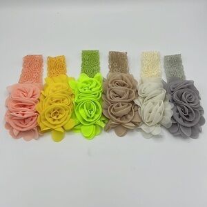HEADBANDS SET OF 17 HOMEMADE SOLID COLOR FLORAL LACE BABY GIRL New without tags